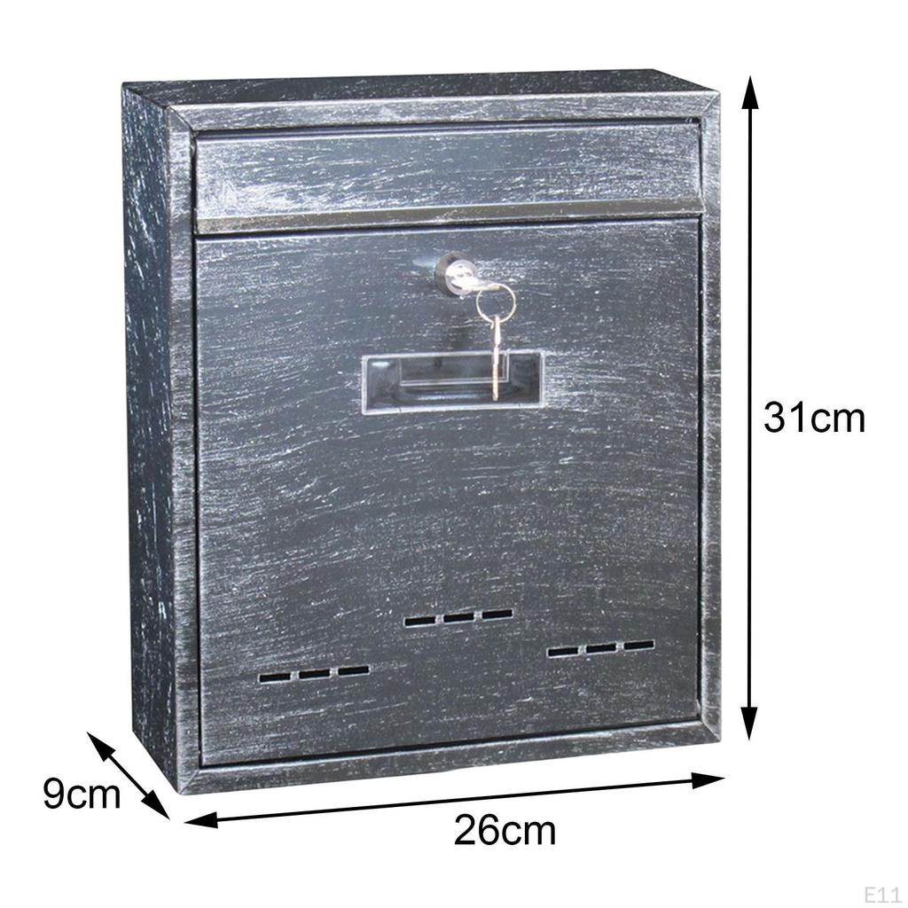 Large Wall Mount Mailbox, Lockable, Box, Capacity, Mail Box Letterbox Postbox for Door Home