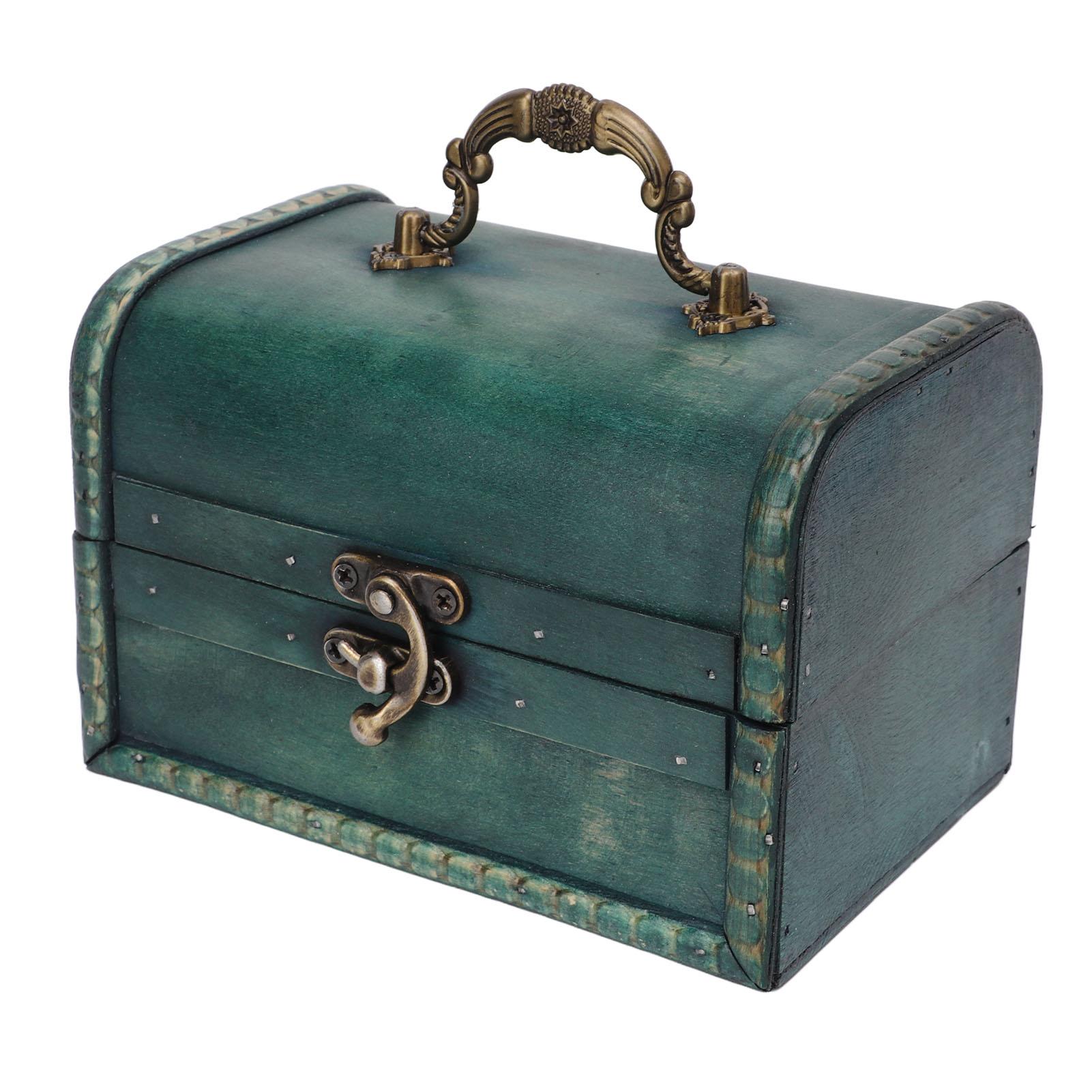 

Шкатулка для украшений Ретро стиль Зеленый Компактный дизайн Композитное дерево Смола Портативный Практичный Ювелирный