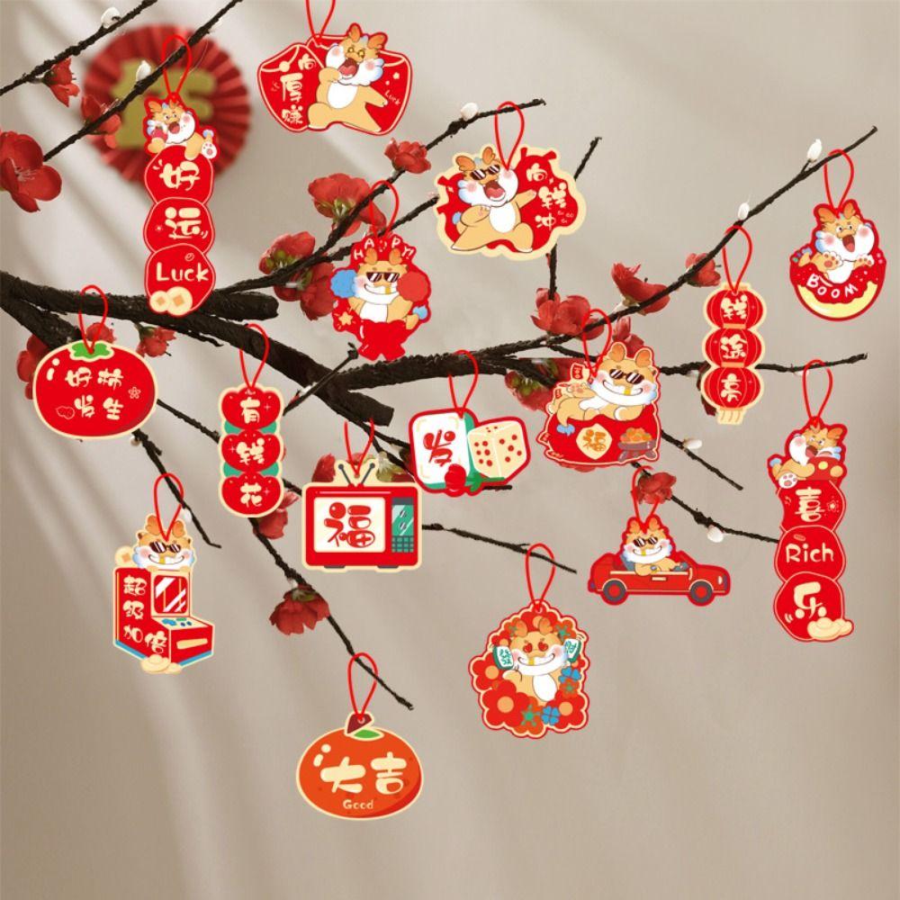 

16Pcs Red Spring Festival Pendant Happiness Character Small Hanging Decoration Home Decoration C