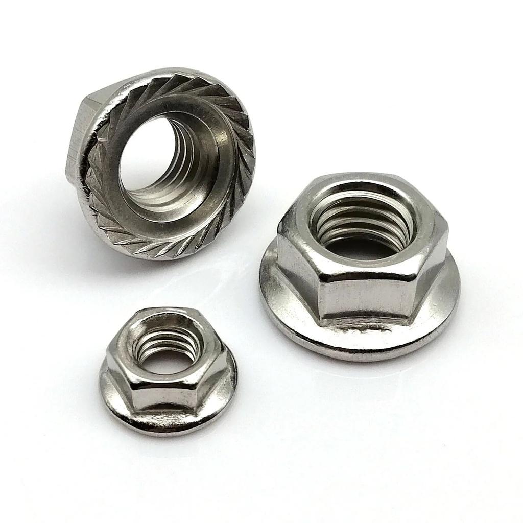 110pcs/Box Flange Nut Hex Hexagon Serrated Spinlock Lock Nut Set Mix Size M3 M4 M5 M6 M8 Assortment Kit Stainless Steel