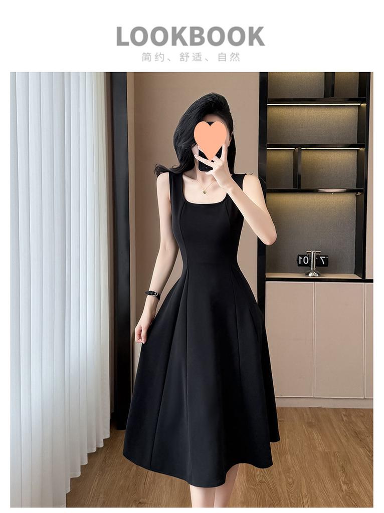 Hepburn Style Coffee Break French Black Sleeveless Vest Dress Children's Summer 2026 New Small Waist Dress