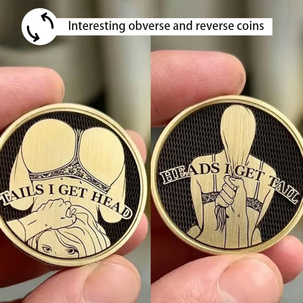 Funny Heads Tails Coin Good Luck Challenges Coin Pocket Size Collectible Coin Double Side Challenges Token Decoration Coin