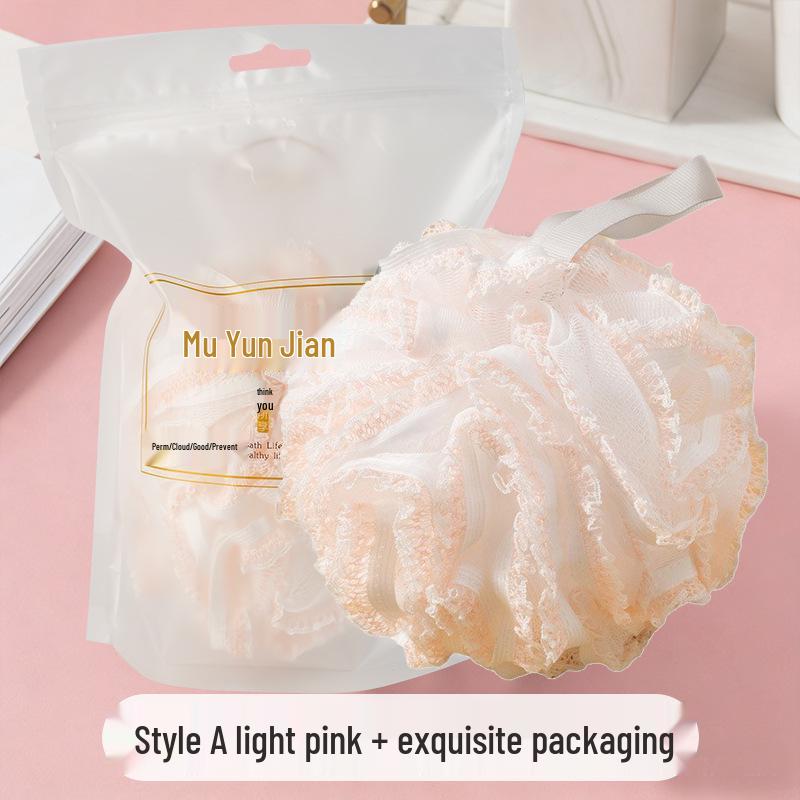 Xiaohongshu Super Soft Lace Bath Sponge - Large, Non-Shedding, Lathering Scrub Ball for Shower