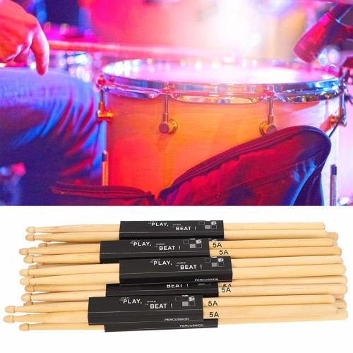 12 Pairs of 5A Wooden Drumsticks, Easy to Hold, for Drum Practice