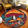 Cute Mushroom Round Area Rug – Soft Washable Carpet for Bedroom or Entryway – Non-Slip Floor Mat, Nature-Inspired Balcony Decor