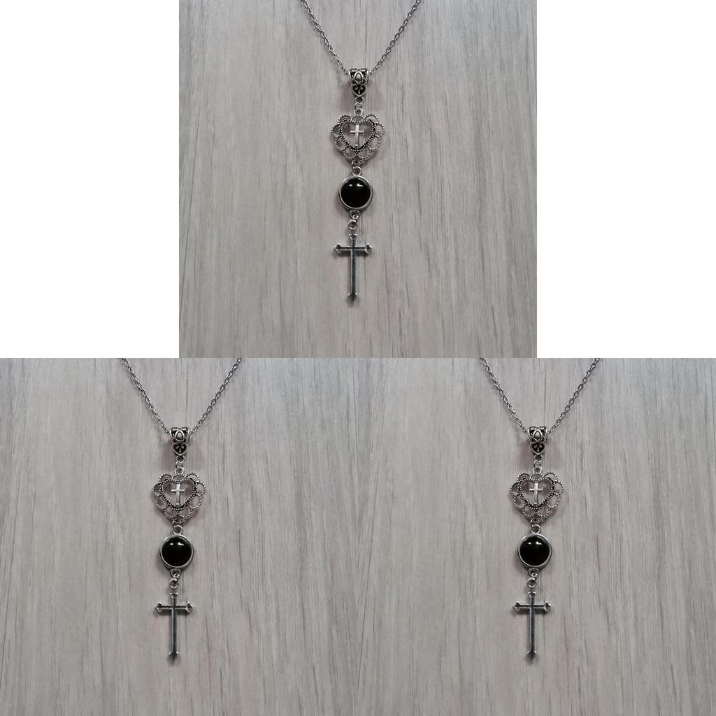 Cross Necklace Pendant With Heart Shape And Malachite For Fashion Ol Women And Men