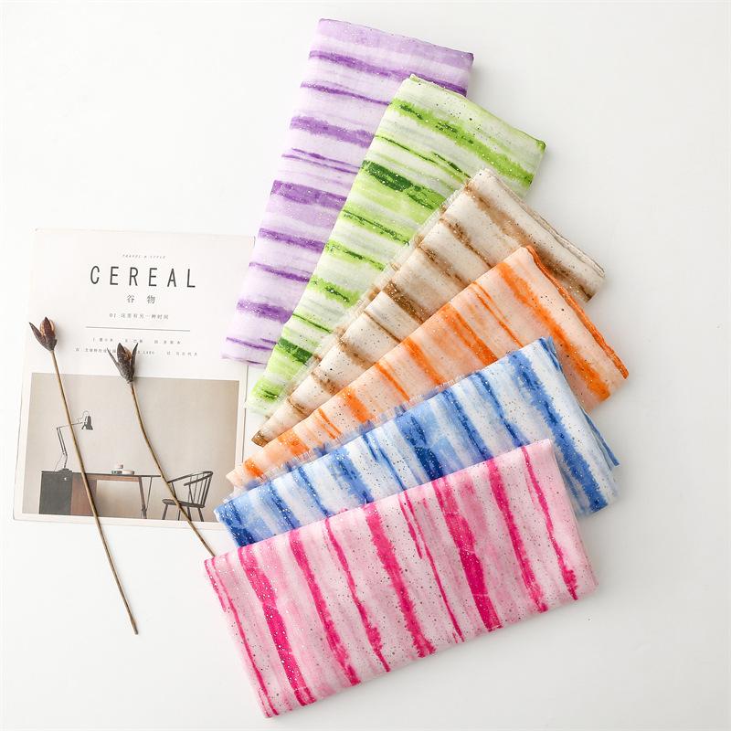 New Autumn And Winter Cotton And Linen Scarf Golden Bamboo Forest Gradient Edge Scarf Warm Shawl Lady 90X180Cm