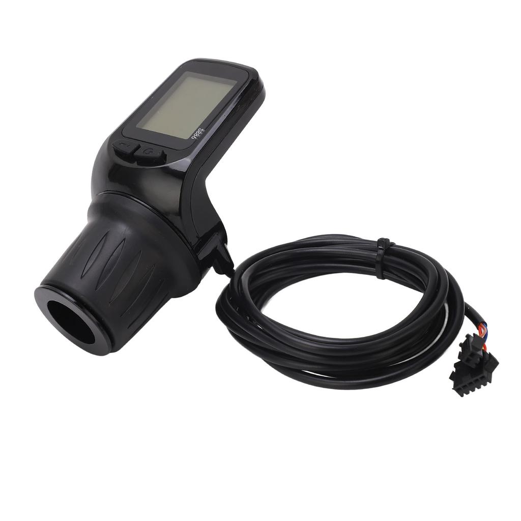Electric Bike Half Throttle Grip with LCD Display Panel Headlight Interface 5P+2P Ordinary Cable 24V 36V 48V 60V