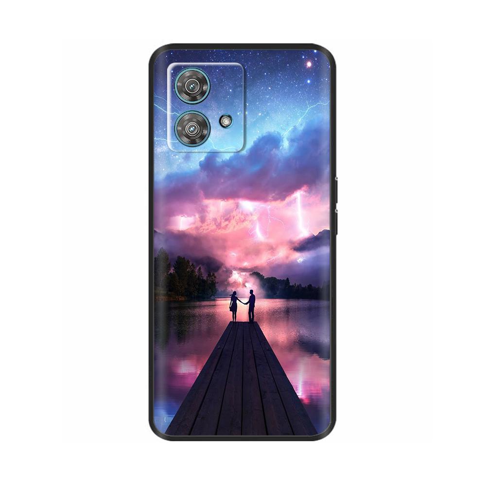 For Motorola Edge 40 Neo Case Cute Soft Black Silicone Phone Back Cover for Moto Edge40 Edge 40 Neo Protective Shell Cases Coque