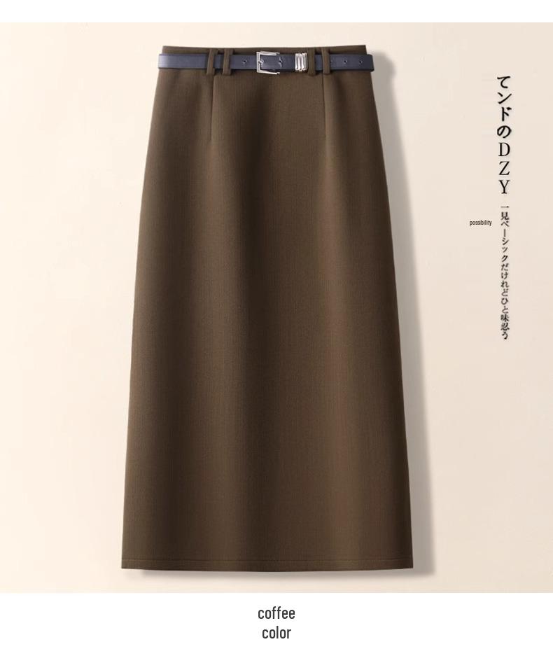 Women's Gray Wool A-line Midi Skirt - High Waist, Slimming, Professional Winter 2024