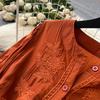 Vintage Elegant Embroidered Button Dress A-line Chic Casual Beach Vacation Women Summer Dresses
