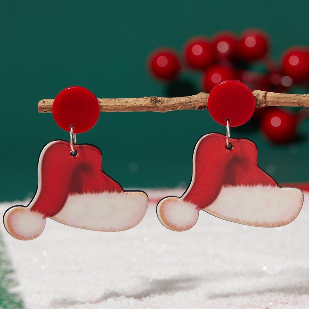 Christmas Series Popular Funny Red Cap Cute Sweater Snowman Pants Drop Earrings for Women unique design Jewelry Present