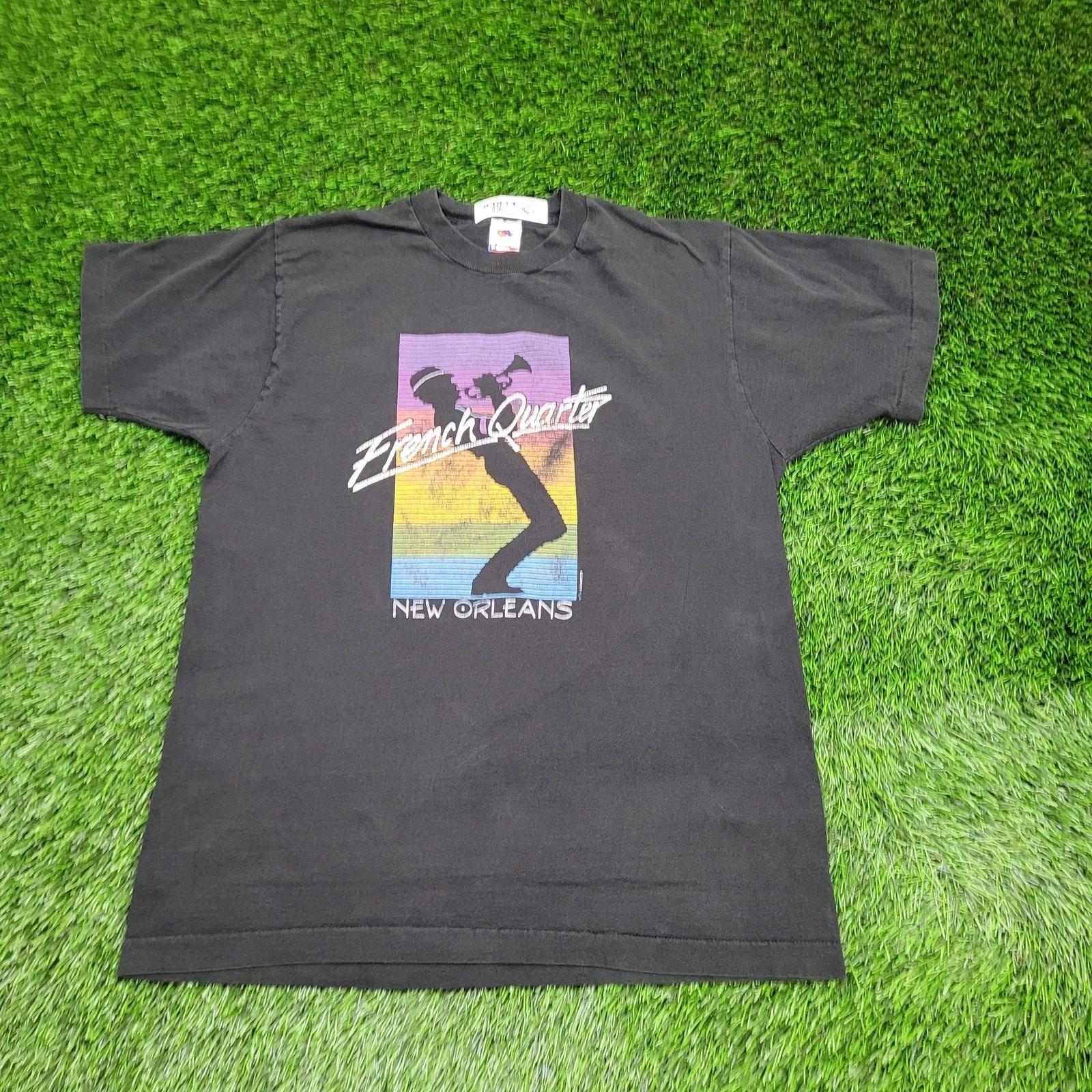 

Vintage 90s New-Orleans French-Quarter Shirt Large 21x28 Faded-Black XL