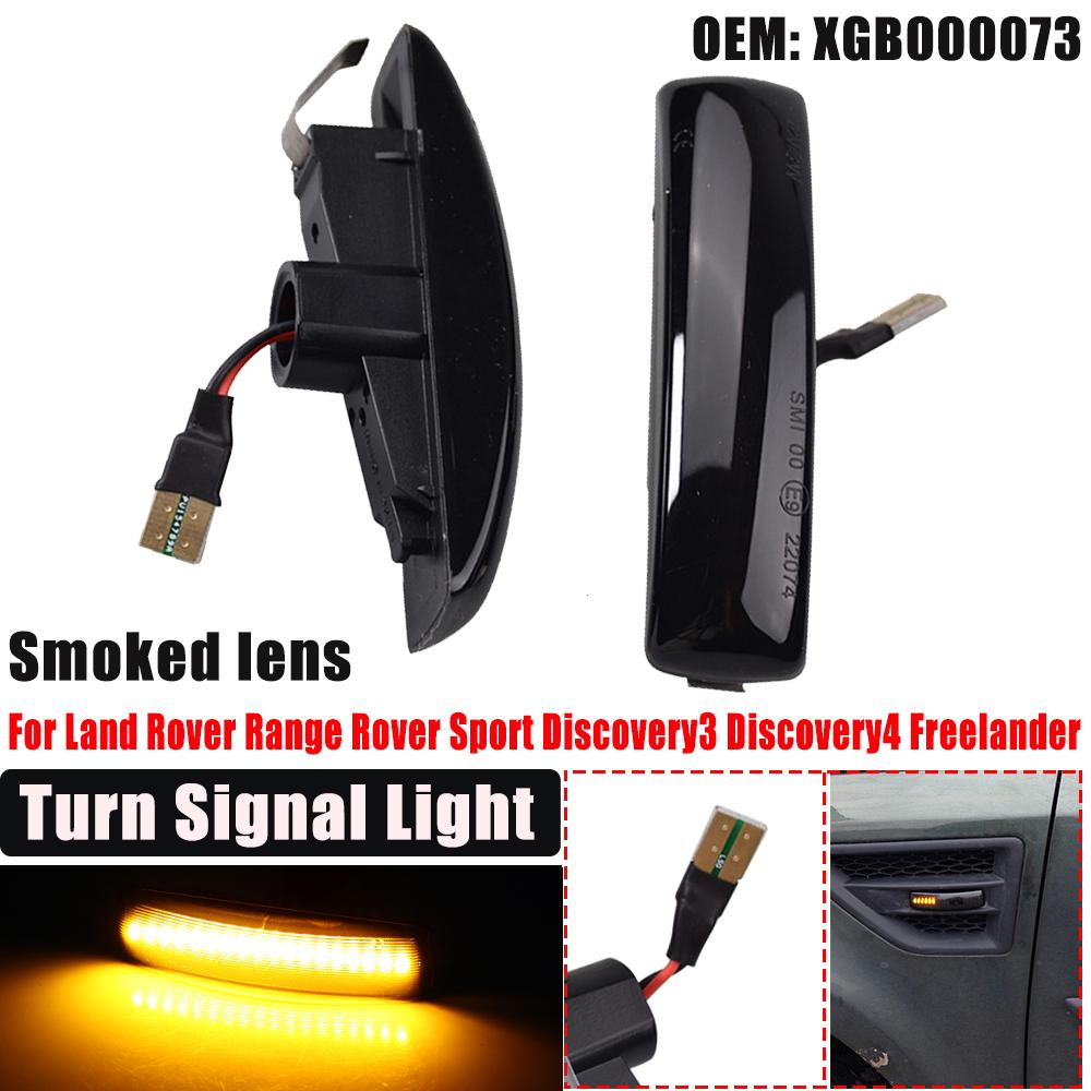 2x Amber Dynamic LED Front Side Marker Turn Signal Light Lamp For Land Rover Range Rover Sport L320 Discovery 3/4 Freelander 2