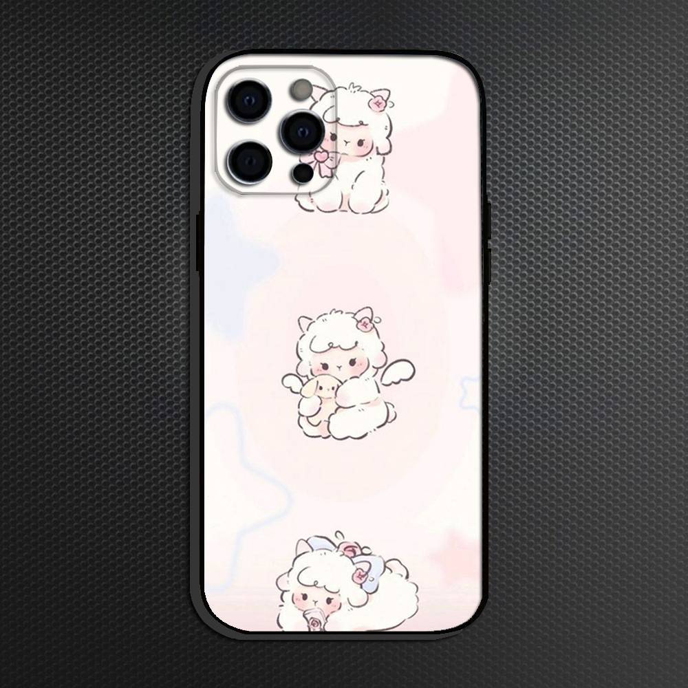 Little Sheep Phone Case For iPhone 16,15,14,13,12,11 Plus,Pro Max, Others Soft Black Cover