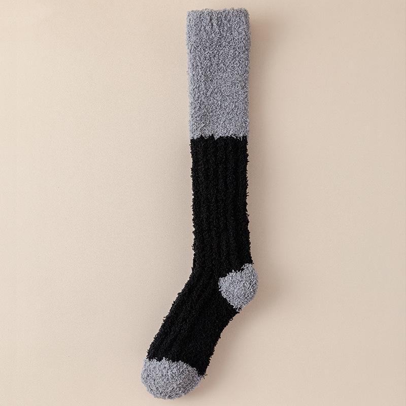 Women's Coral Fleece Plush Long Socks: Thick, Warm Sleeping Socks for Autumn & Winter