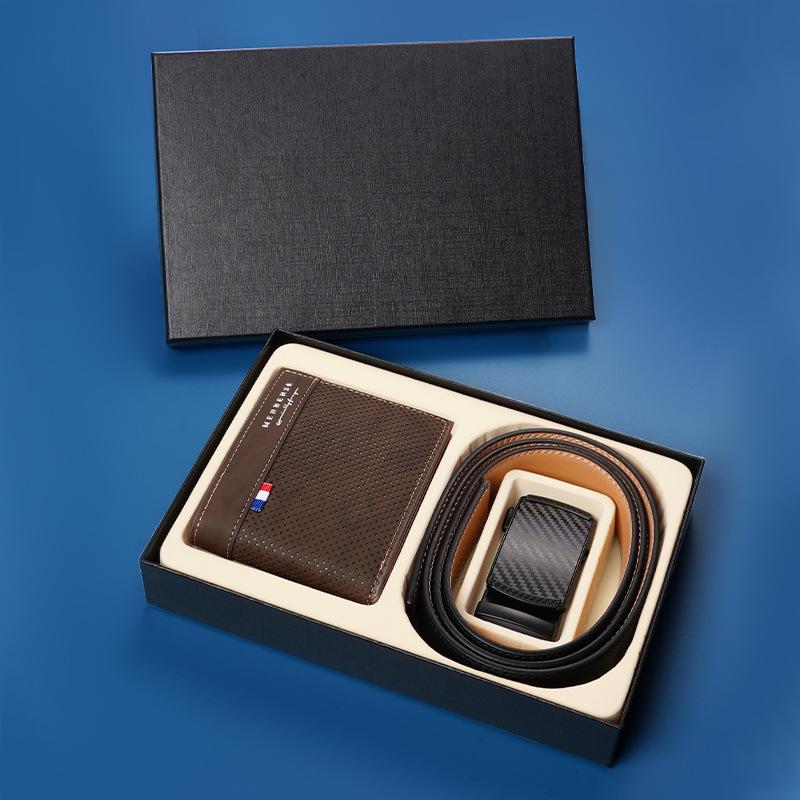 Men's Belt Wallet Gift Box Automatic Buckle Trousers Belt Wallet Combination High End New Gift Gift