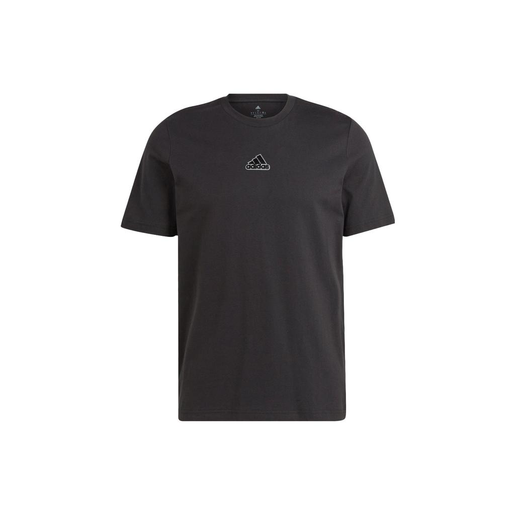 Adidas Elevated Pile Embroidery Casual Sports Short Sleeve T-Shirt Men Tops Black IL5388