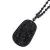 Bijoux Corde Chaîne de Perles Auspicieuse Noir Obsidienne Naturelle Pendentif Sculpté Collier Totem Dragon