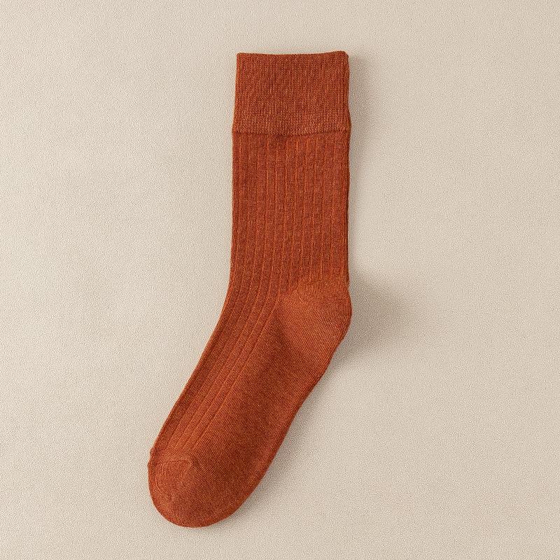 Female Spring and Autumn Tide Retro Pure Color All Go Together To Smoke In The Tube Cotton Socks