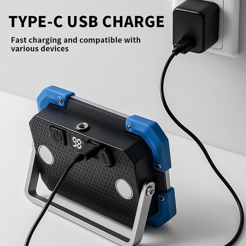 F023 Series LED Magnetic Work Light with Digital Display Portable Multiple Light Mode 3600mAh USB-C Rechargeable IPX4 Waterproof