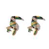 Personality funny dripping alloy parrot earrings enamel inlaid with zircon creative fashion simple design