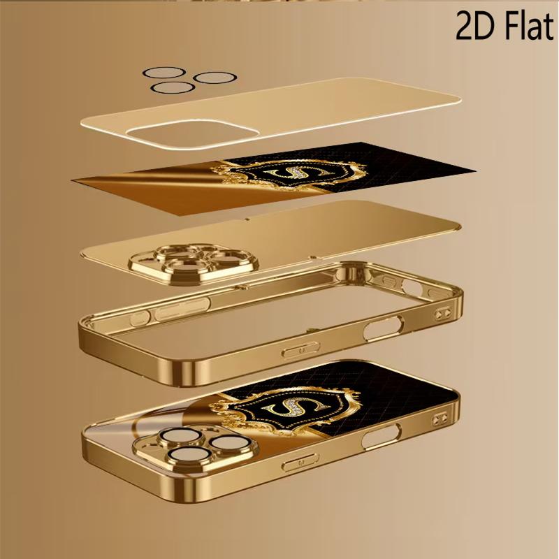 Luxury S Patterned tempered glass design for iPhone16 17 ProMax 1514 1312 11ProMax Phone Case Camera Cover Shockproof Hard Back