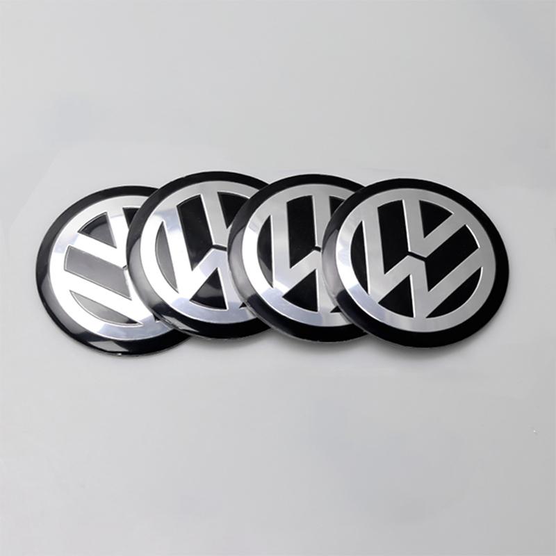 

2026 Hot For VOLKSWAGEN VW 4Pcs VW Hub Center Sticker Aluminum Decals Car Accessories For Volkswagen Polo Arteon Tiguan Golf Tou