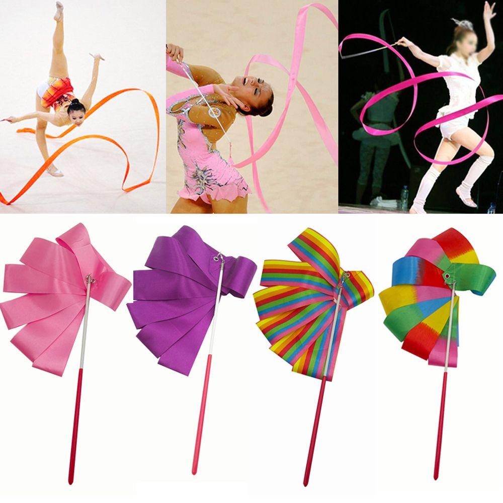 Child Gymnastic Ballet Professional Art Props Dance Stick 4M Gymnastics Ribbons Ballet Streamer
