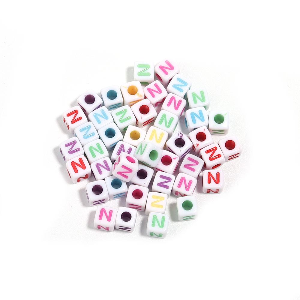 100pcs/lot  A-Z Acrylic Letter Bead Square Loose Spacer Alphabet Beads for DIY Bracelet Necklace Jewelry Making Supplies