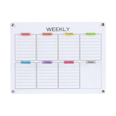 Clear Acrylic Weekly Planner with Magnets Color Label Refrigerator Dry Erase Board for Home Scheduling Office Work