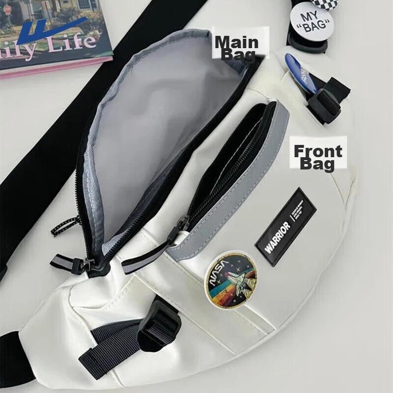 Warrior Crossbody Bag, Chest Bag, Large Capacity, Sport Bag, Cycling Pack, Black, for7.9-inch iPad