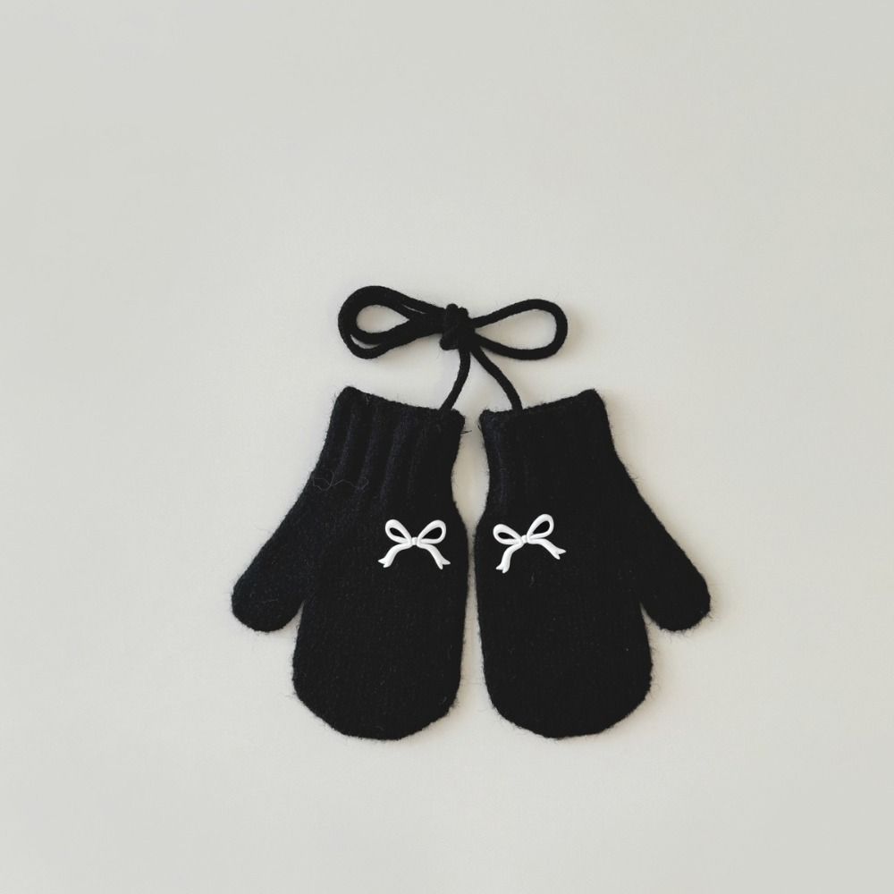 Solid Color Knit Gloves Autumn Winter Hanging Neck Gloves New Children Mittens for Children