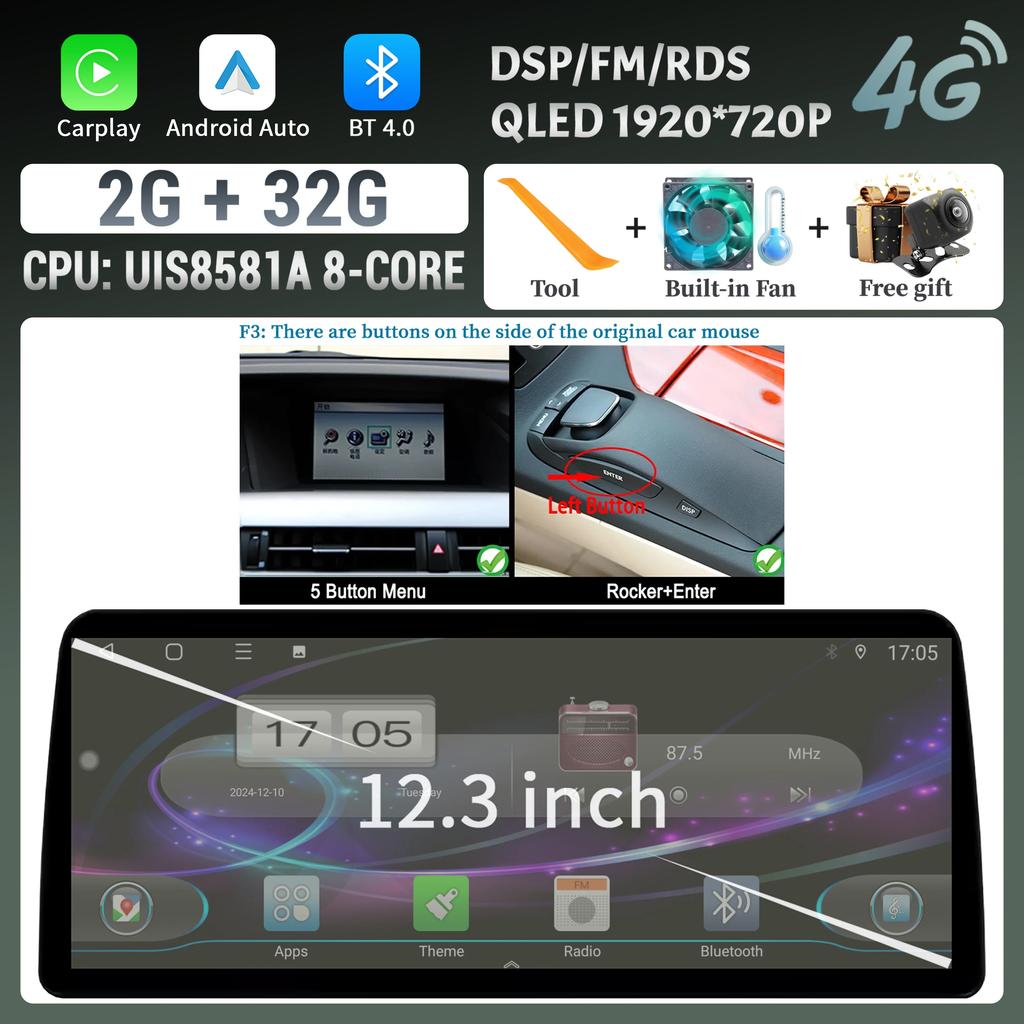 12.3inch For Lexus RX 2009-2014 Android 14 Car Radio Multimedia Navigation 4G GPS Wireless  Carplay Touch Head Unit Screen