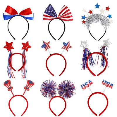 Independence Day Headband 9X Red White Blue Memorial Day Hair Hoop US Flag Headwear Photo Props For Adults And Children