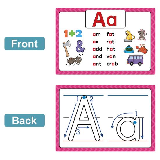 1 Set Kids Alphabet Flash Cards 26 Letters Tracing Practice Card Toddlers Boys Girls Educational Dry Erase ABC Preschool Learning Flashcard