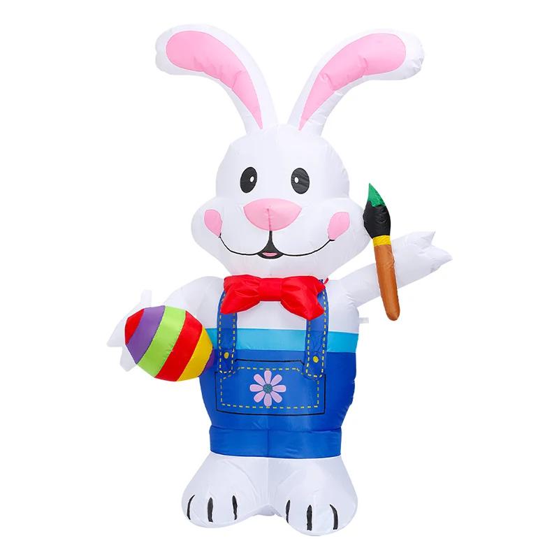 5.9FT Easter Inflatable Bunny Decorations Build-in LED Easter Egg Rabbit Inflatable Toys for Party Outdoor Home Garden Decor
