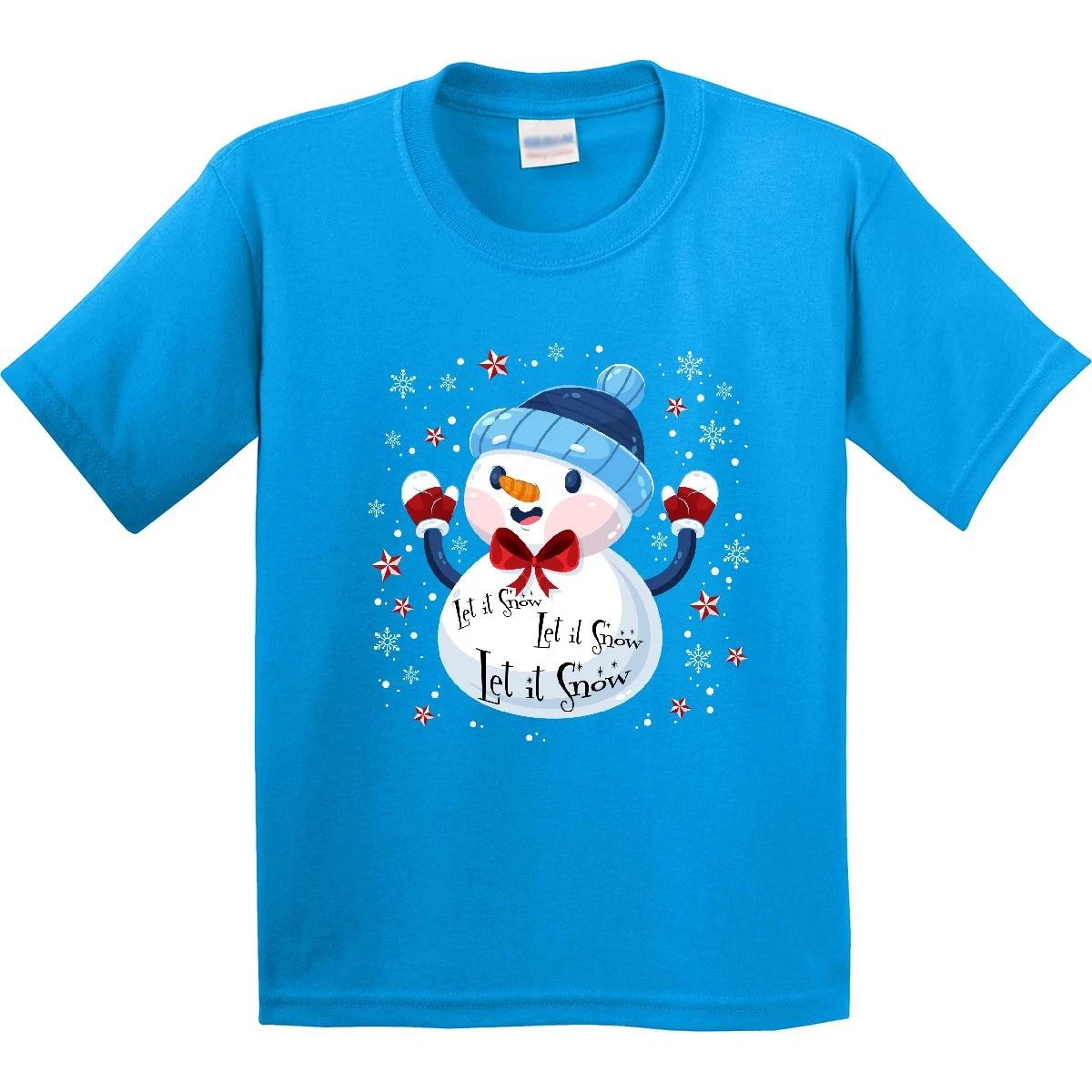 Inktastic Holiday Snowman Youth kids boys T-Shirt Christmas Merry Winter Snowflake Tee 120