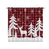Blackout Christmas Reindeer Print Perforated Curtains Multiple Size Bedroom Insulation Holiday Decoration Easy Installation Curtain Set Of 2 Made