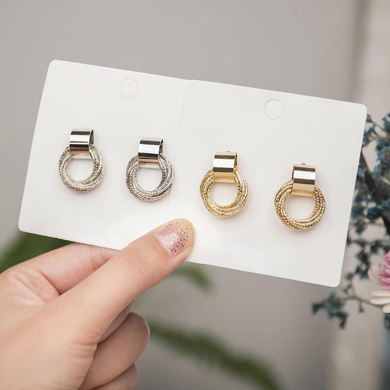 Korean Retro Metallic Gold Color Multiple Small Circle Pendant Earrings 2023 New Zircon Fashion Wedding Party Earring For Woman