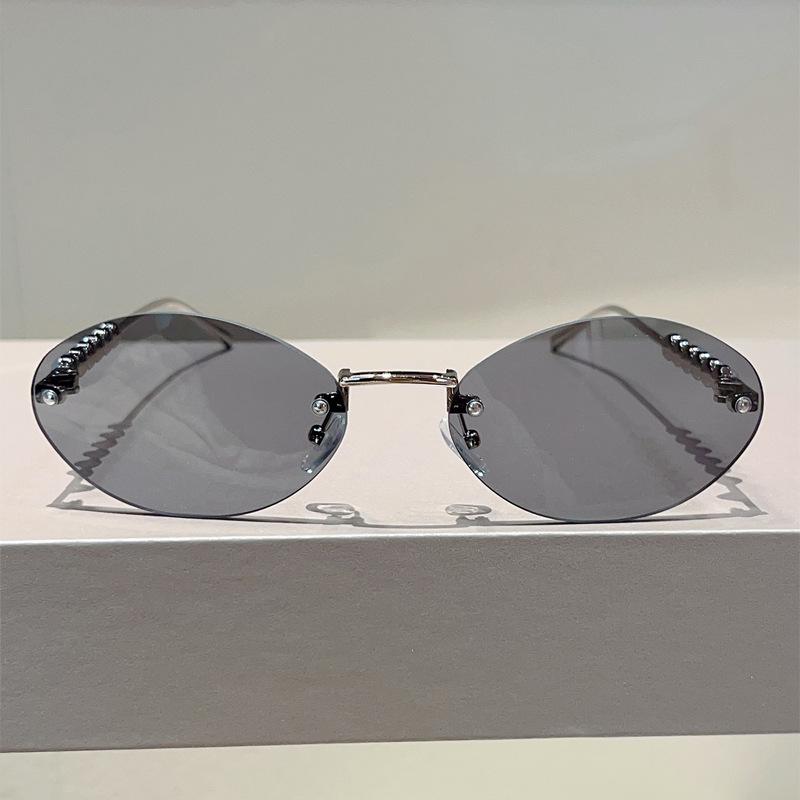 JYL TS Sunglasses UV Protection Ellipse Frameless Pearl Travel/3484