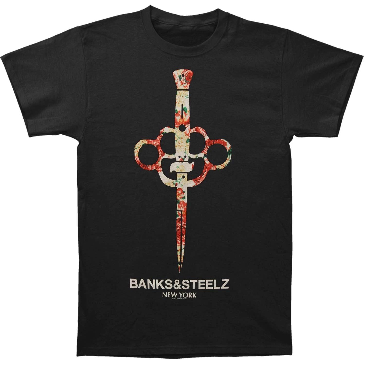 Men s Banks & Steelz Floral Dagger T-shirt Small Black XL