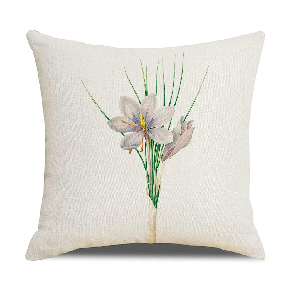 Nordic New Home Simple Plant Flower Series Linen Pillow Cover Square Sofa Cushion Cover
