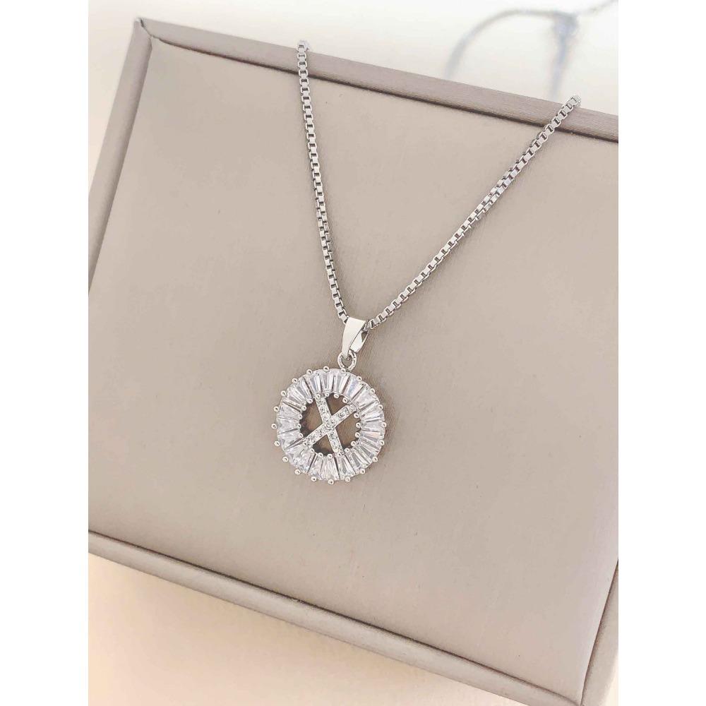 Necklace Does Not Fade, Women's Summer Square Circle Letter Necklace, Titanium Steel Necklace, Versatile High-end Clavicle Chain