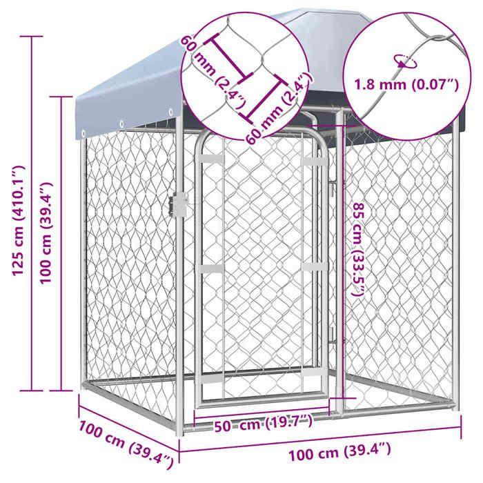 VidaXL Chenil Extérieur avec Toit Chiens 1x1x1,25m Cage Enclos Niche Jardin 144491