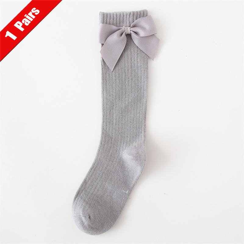 1/5Pairs Children Girls Socks With Bows Cotton Soft Toddlers Long Socks Kids Princess Dance Knee Stocking For Girls 1-8Years Old