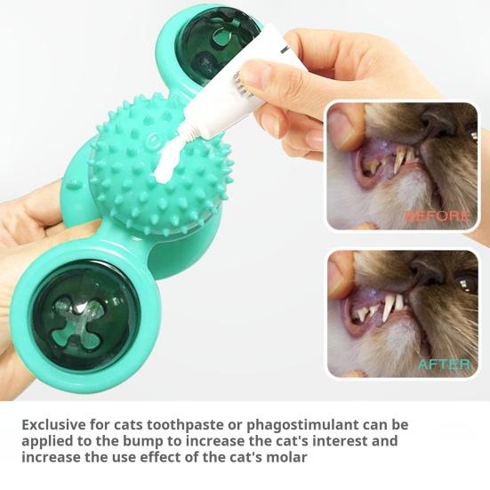 Windmill Cat Toy Interactive Spinner Pet Toys with Catnip And LED Light Cat Face Massage Brush with Suction Cup for Indoor Cats