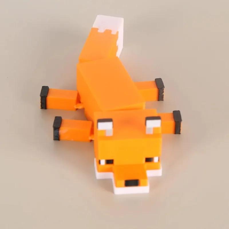 1 PZ Volpe Pixel Pollo Animali Giocattoli Articolazioni Mobili Giocattoli Fidget Statuetta Decorazioni Scrivania Auto Casa Statua Regali