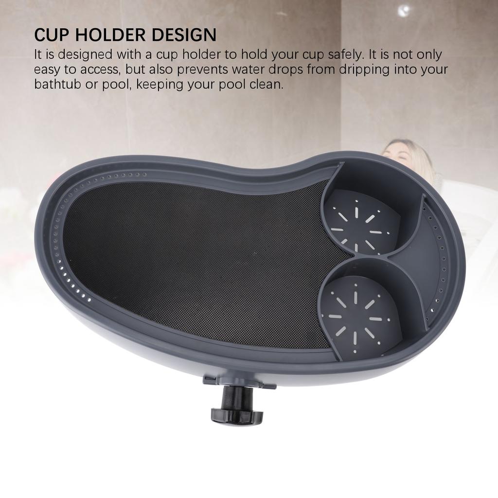 Whirlpool Serviertablett Whirlpool Tablett Verstellbar Kunststoff Anti-Rutsch mit Becherhalter Whirlpool Serviertablett für Getränke Bücher Essen