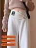 2025 Plus Velvet Maternity Wide-Leg Pants - Spring/Autumn, Belly-Friendly, Straight Leg, Casual Long Winter Style